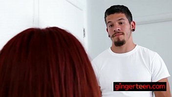 Ginger teen gets some cum for her hair