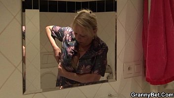 Blonde old granny is doggystyle fucked